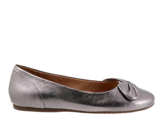Women's Softwalk Sofia Flats in Pewter color