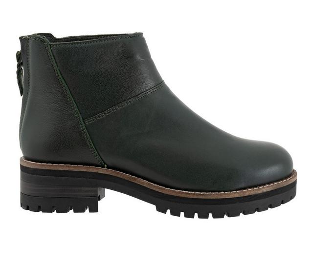 Women's Softwalk Elmhurst Chunky Lug Booties in DK Green color