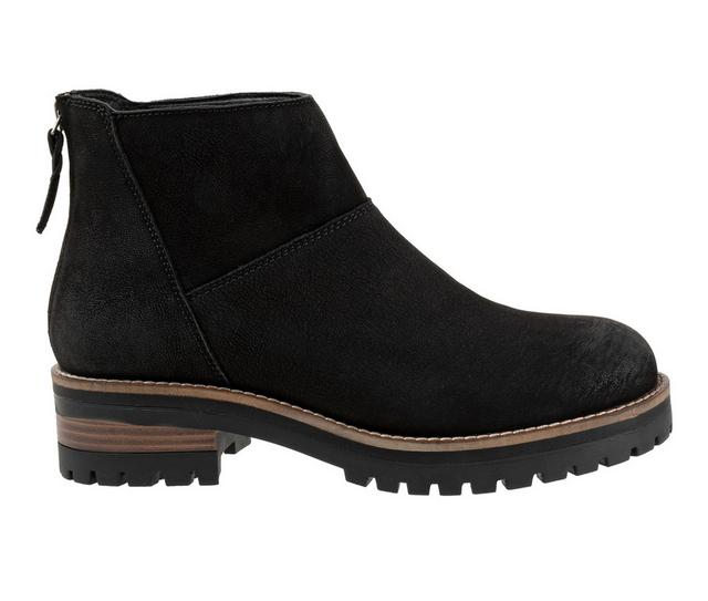 Women's Softwalk Elmhurst Chunky Lug Booties in Black nubuck color