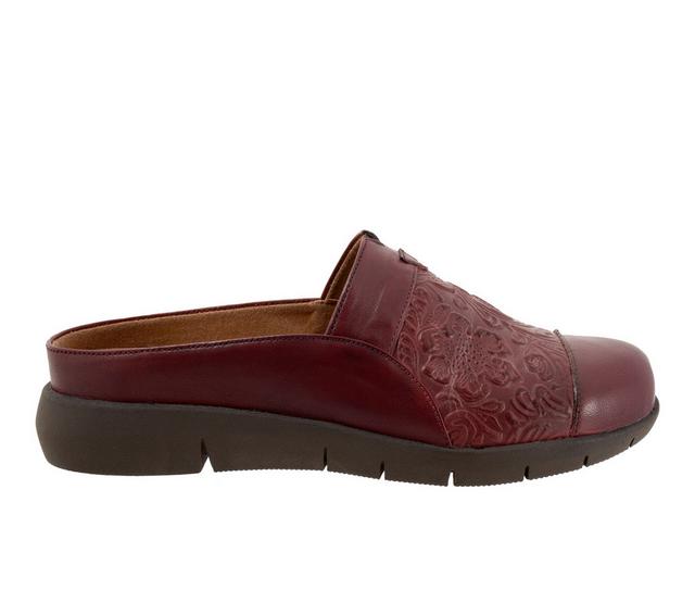 Women's Softwalk San Marcos Tooling Mules in Dark Red color