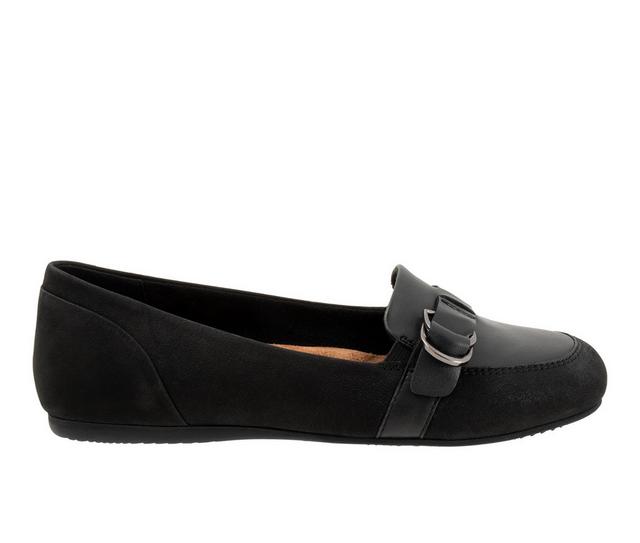 Women's Softwalk Serra Loafers in Black nubuck color