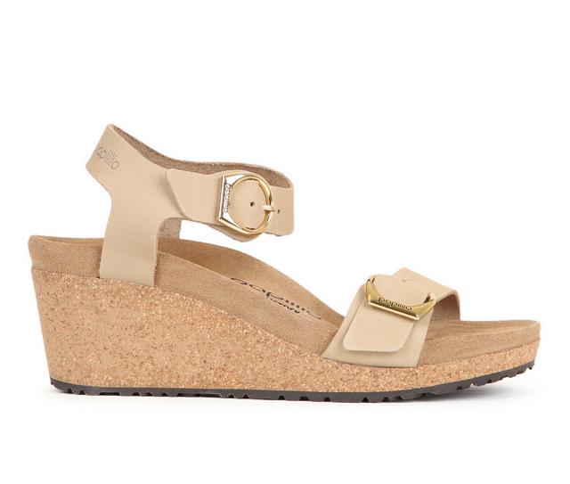 Women's Birkenstock Papillio by Birkenstock Soley Wedge Wedge Sandals in Sandcastle color