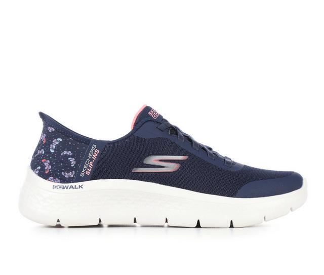 Women's Skechers Go 124823 Go Walk Flex Slip In Slip-in Walking Shoes in Navy/Floral color