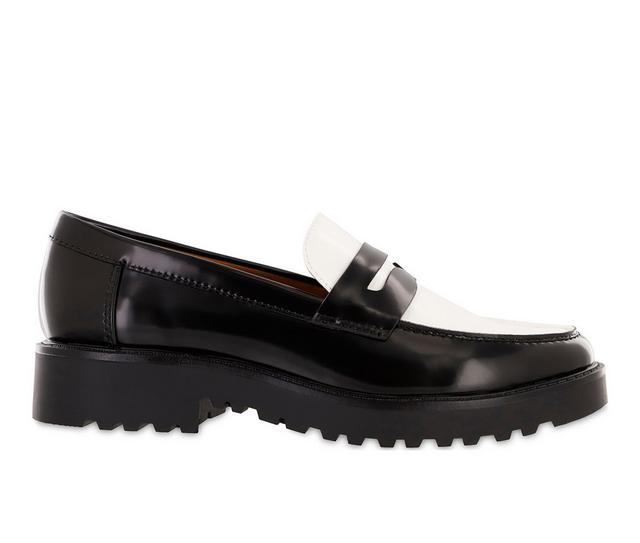 Women's Mia Amore Hali Chunky Lugged Loafers in Black/White color