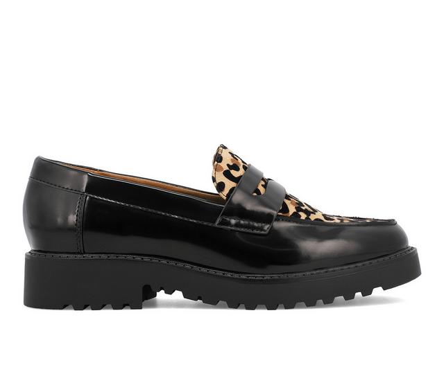 Women's Mia Amore Hali Chunky Lugged Loafers in Black/Jaguar color