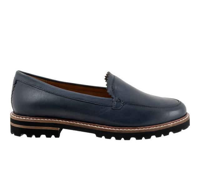 Women's Trotters Fayth Casual Loafers in Navy color