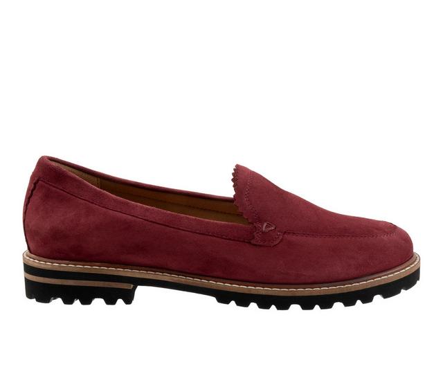 Women's Trotters Fayth Casual Loafers in Sangria Suede color