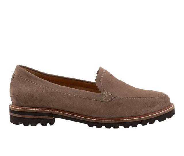 Women's Trotters Fayth Casual Loafers in Stone Suede color
