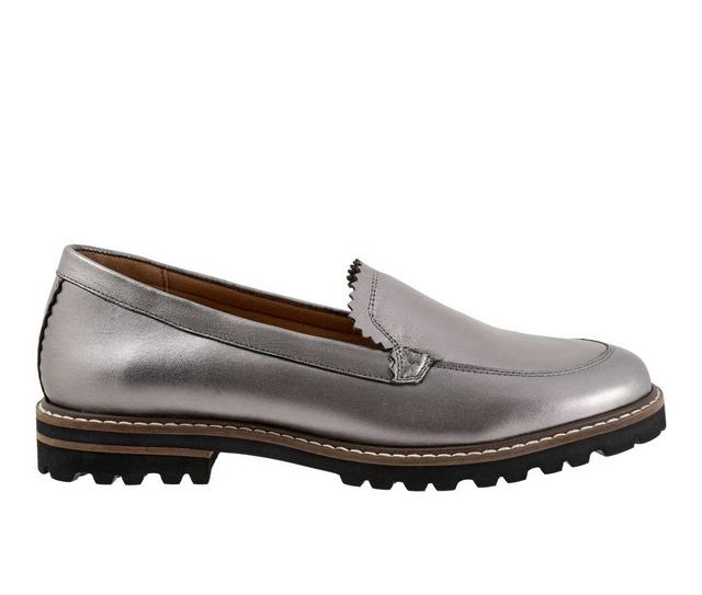 Women's Trotters Fayth Casual Loafers in Pewter color
