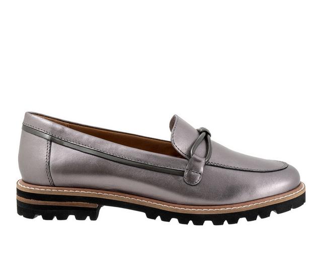 Women's Trotters Fiora Slip On Shoes in Pewter color