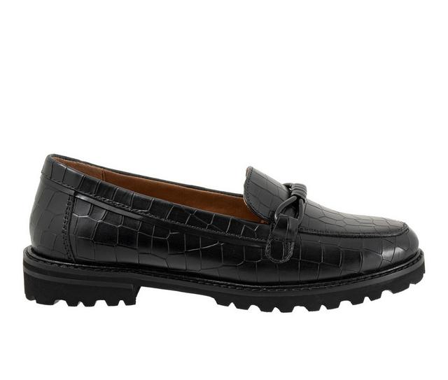Women's Trotters Fiora Slip On Shoes in Black Croco color