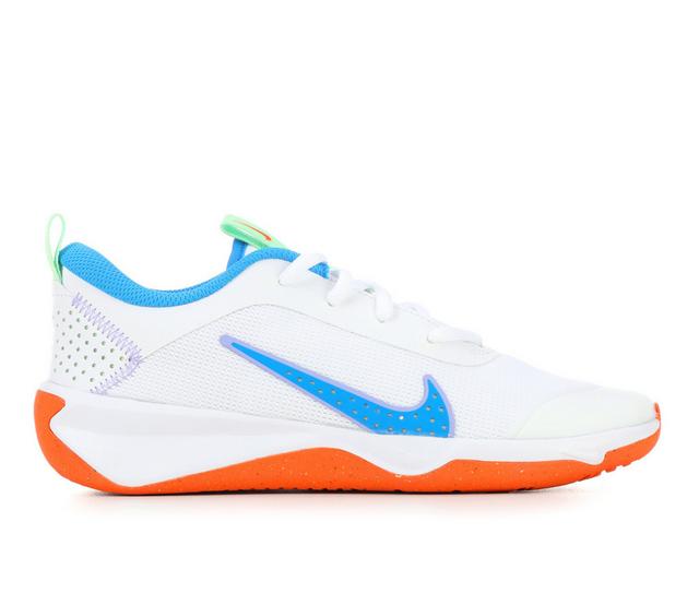 Girls' Nike Big Kid Omni Multi-Court Running Shoes in Wht/Blue/Grn color