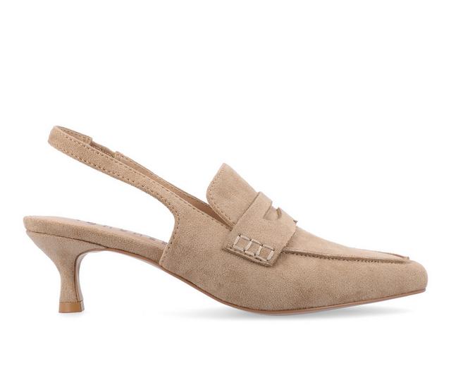 Women's Journee Collection Amory Slingback Loafer Pumps in Taupe color