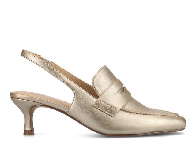 Women's Journee Collection Amory Slingback Loafer Pumps in Champagne color