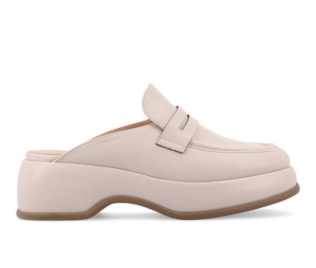 Women's Journee Collection Antonina Platform Loafer Mules in Bone color