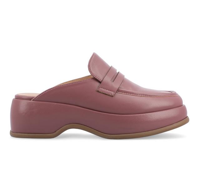 Women's Journee Collection Antonina Platform Loafer Mules in Mauve color