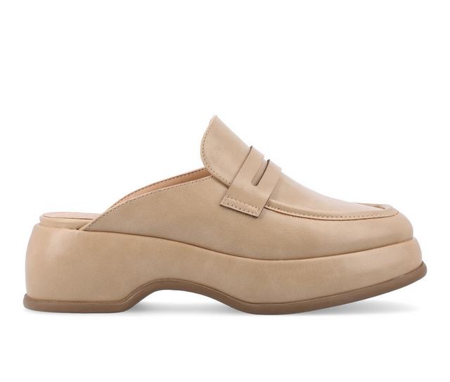 Women's Journee Collection Antonina Platform Loafer Mules in Tan color