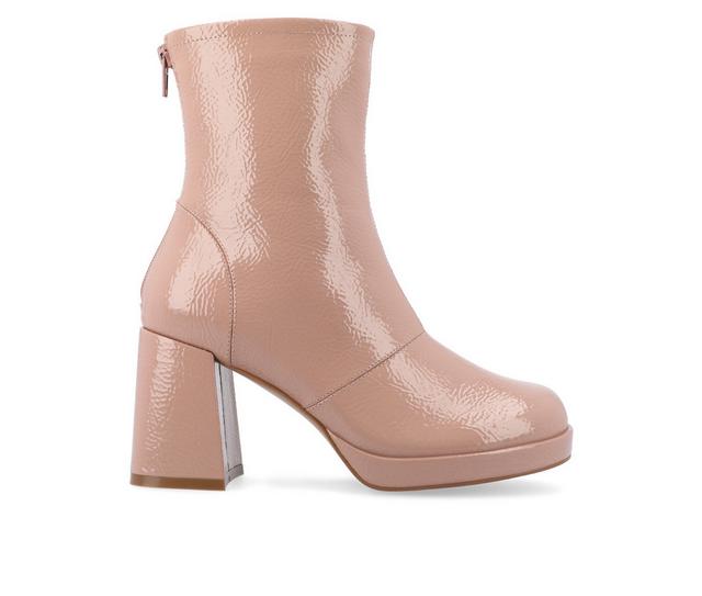 Women's Journee Collection Aylani Low Platform Heeled Booties in Rose color