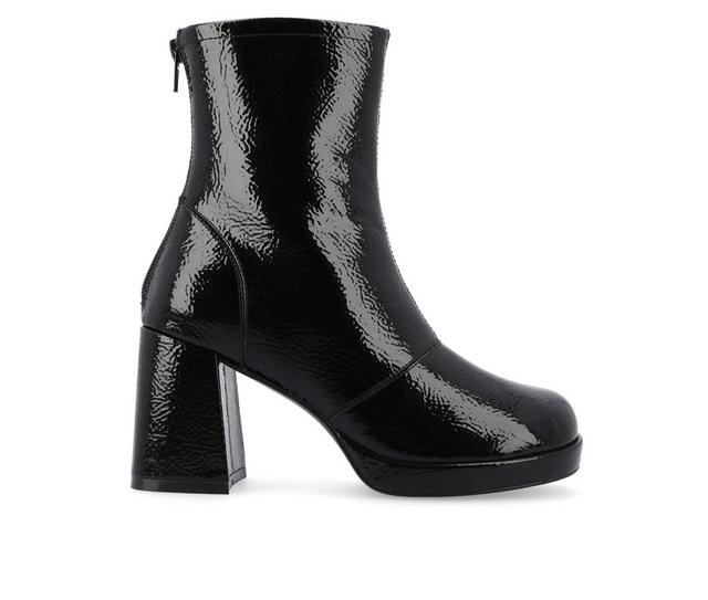 Women's Journee Collection Aylani Low Platform Heeled Booties in Black color