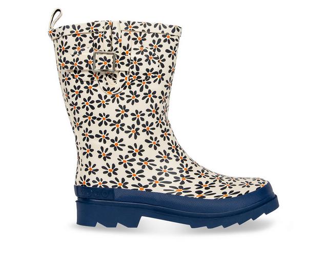 Women's GOGO Mid Print Rubber Rain Boots in Leopard color