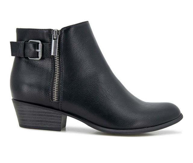 Women's Esprit Tainn Low Block Heeled Booties in Black PU color