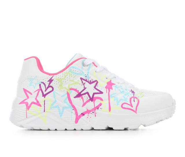 Girls' Skechers Street Little Kid & Big Kid Uno Lite My Drip Sneakers in White/Mult Neon color