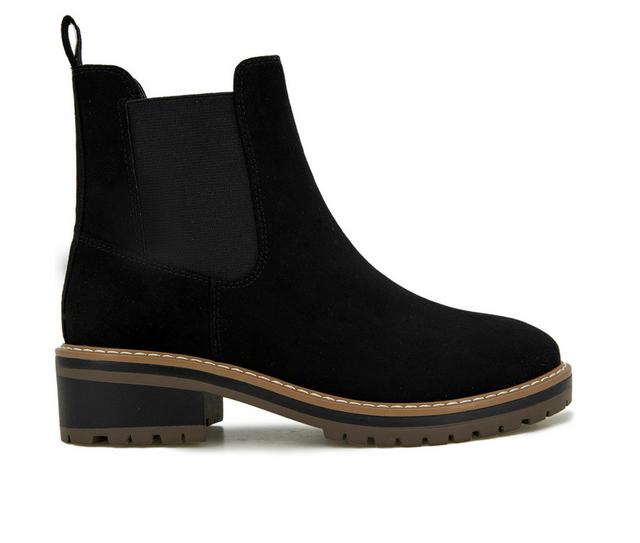 Women's KENSIE Khai Chelsea Boots in Black Microfibe color