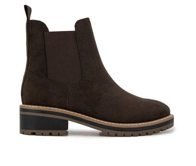 Women's KENSIE Khai Chelsea Boots in Brown Microfibe color