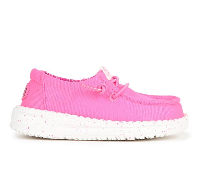 Girls' HEYDUDE Toddler Wendy Y Canvas Casual Shoes in Pink color