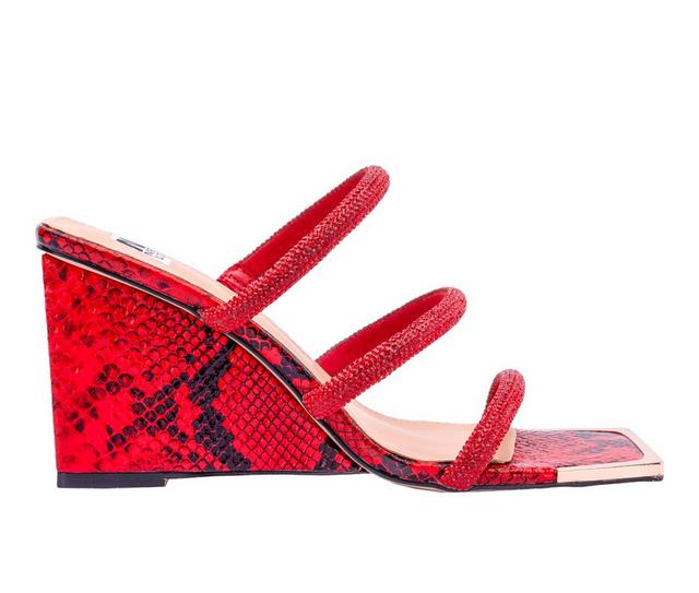 Women's Ninety Union Angel Wedge Dress Sandals in Red color