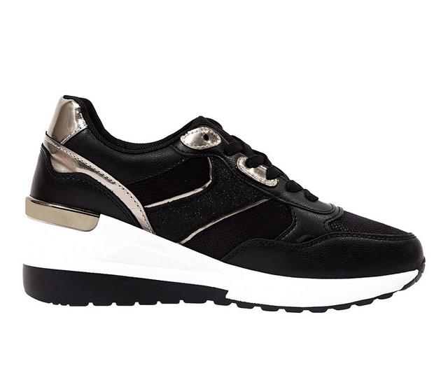 Women's Ninety Union Relax Wedged Fashion Sneakers in Black color