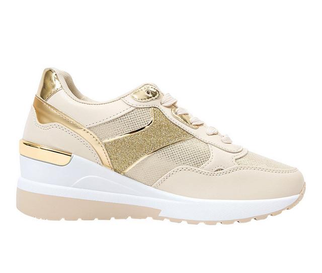 Women's Ninety Union Relax Wedged Fashion Sneakers in Gold color