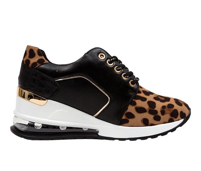 Women's Ninety Union Ultra Wedged Fashion Sneakers in Black/Leopard color