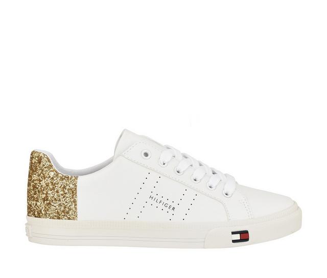 Women's Tommy Hilfiger Lune Fashion Sneakers in White/Gold color