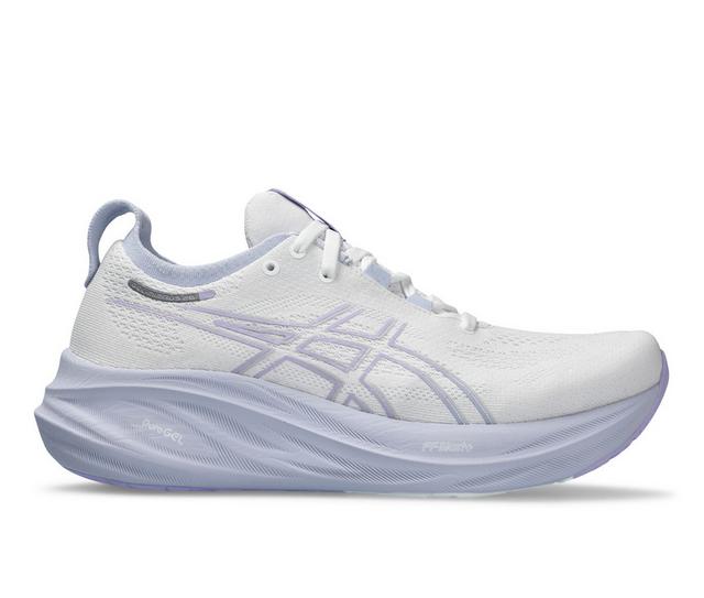 Women's ASICS Gel Nimbus 26 Running Shoes in White color