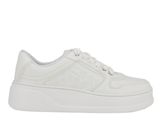 Women's Tommy Hilfiger Glenny Platform Wedged Sneakers in White color