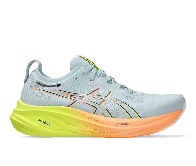 Men's ASICS Gel Nimbus 26 Running Shoes in CoolGrey/Yellow color