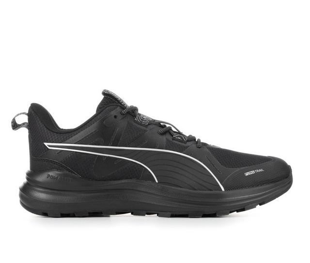 Men's Puma Reflect Lite Trail Running Shoes in Black/Black color