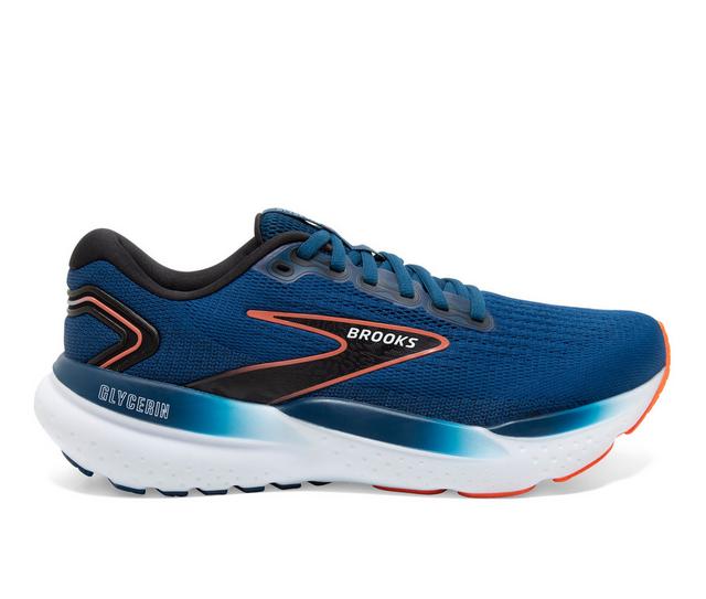 Men's Brooks Glycerin 21 Running Shoes in Blue/Black/Red color