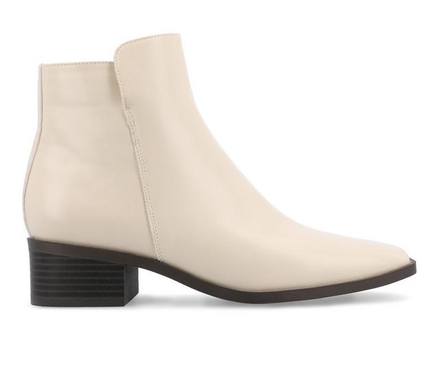 Women's Journee Collection Cappri Block Heel Booties in Off White color