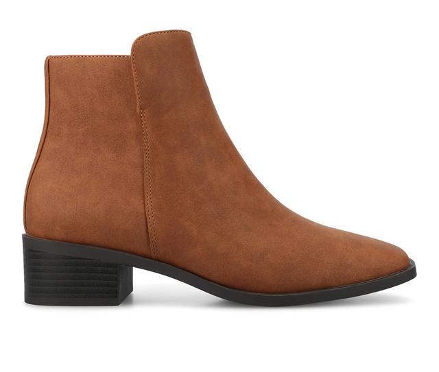 Women's Journee Collection Cappri Block Heel Booties in Cognac color