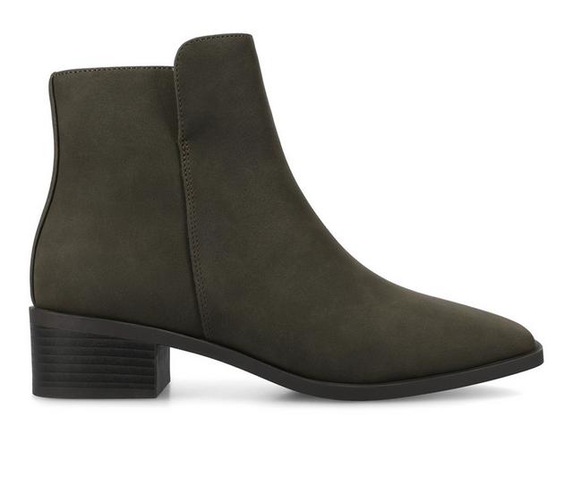 Women's Journee Collection Cappri Block Heel Booties in Olive color