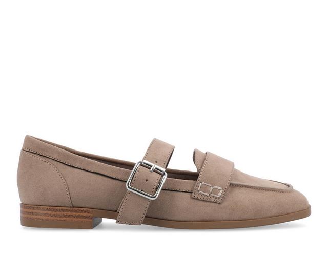 Women's Journee Collection Caspian Mary Jane Loafers in Taupe Suede color
