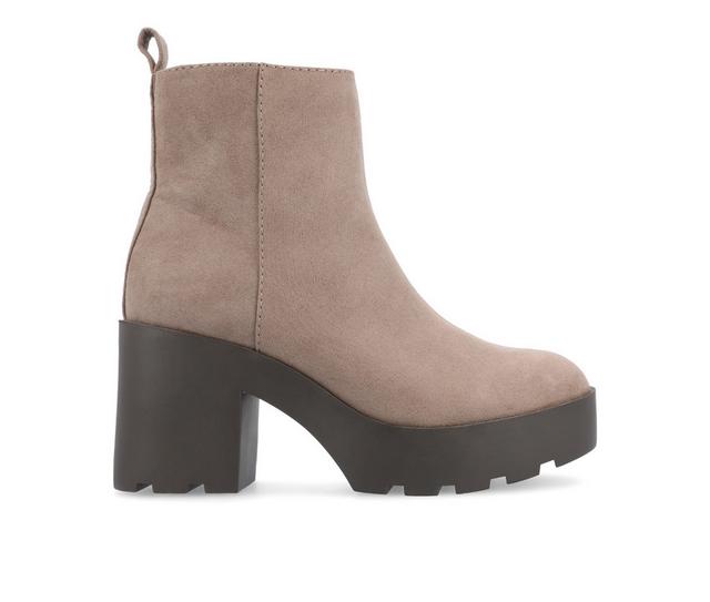 Women's Journee Collection Cassidy Platform Heeled Booties in Taupe color