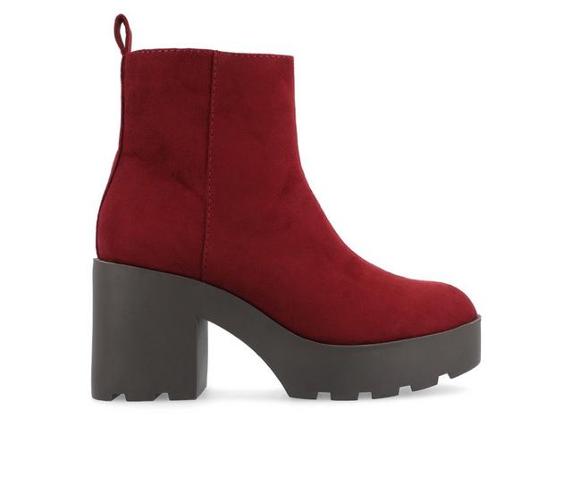 Women's Journee Collection Cassidy Platform Heeled Booties in Red color