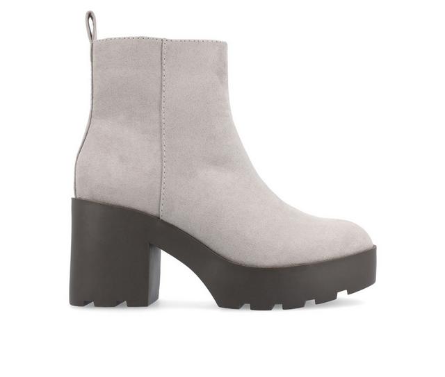 Women's Journee Collection Cassidy Platform Heeled Booties in Grey color