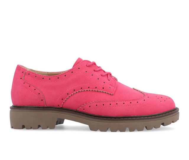 Women's Journee Collection Claudiya Chunky Oxfords in Pink color