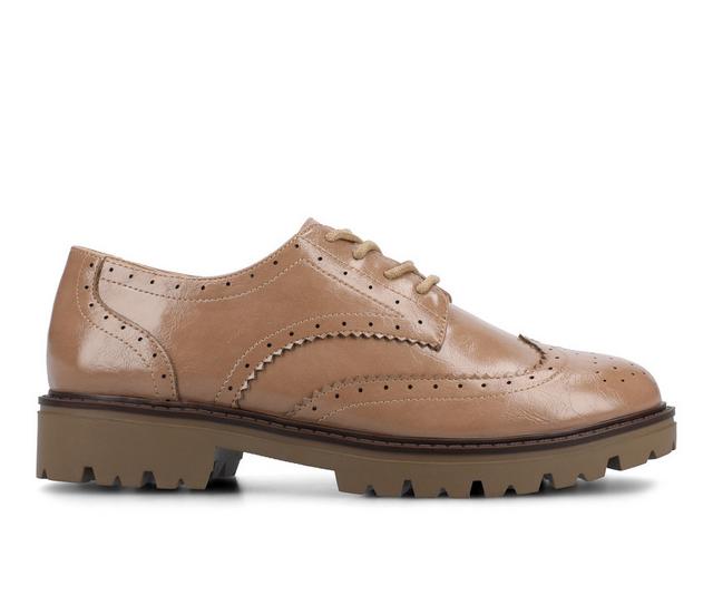 Women's Journee Collection Claudiya Chunky Oxfords in Patent/Taupe color