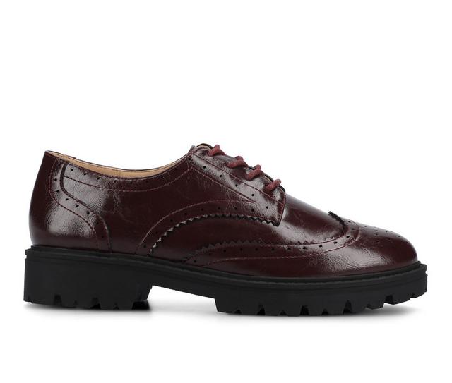 Women's Journee Collection Claudiya Chunky Oxfords in Oxblood color