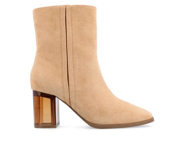 Women's Journee Collection Clearie Heeled Booties in Tan color